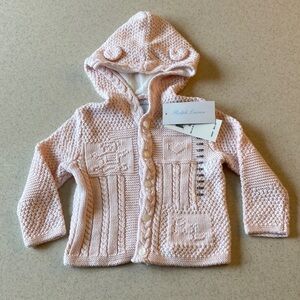NWT Ralph Lauren Baby Pink Knit Hooded Sweater Size 12 Months